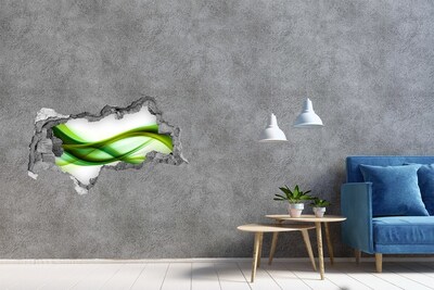 Hole wall sticker Green wave in the hole in the wall