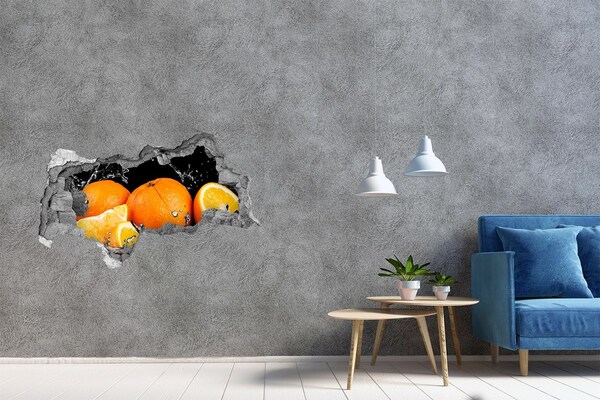 Hole in the wall sticker Juicy oranges in water
