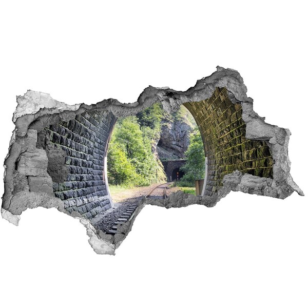 Hole in the wall sticker Railway tracks in the forest