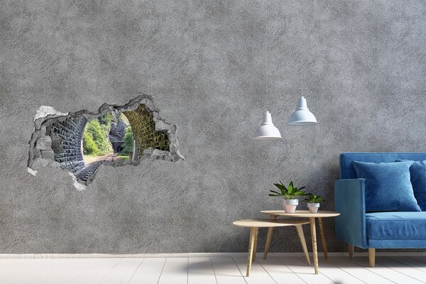 Hole in the wall sticker Railway tracks in the forest