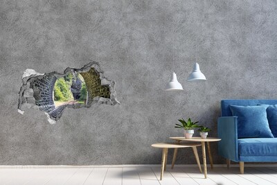 Hole in the wall sticker Railway tracks in the forest