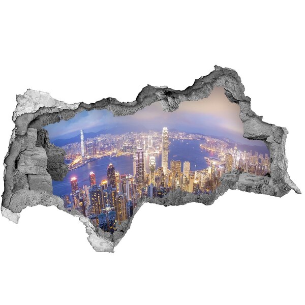 Hole wall sticker View of Hong Kong at night