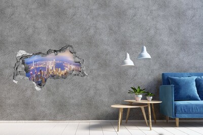 Hole wall sticker View of Hong Kong at night