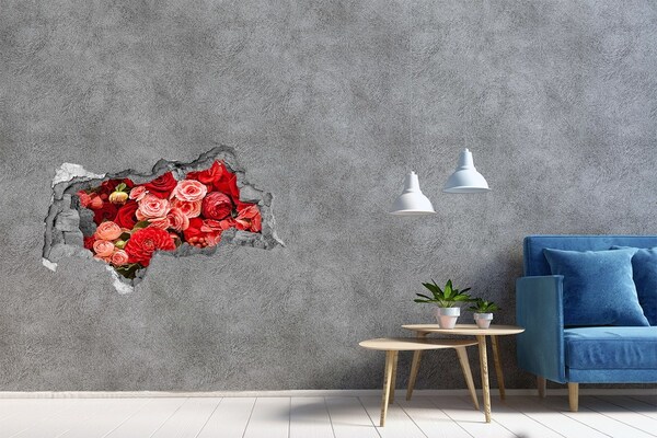 Hole wall sticker Floral explosion in concrete