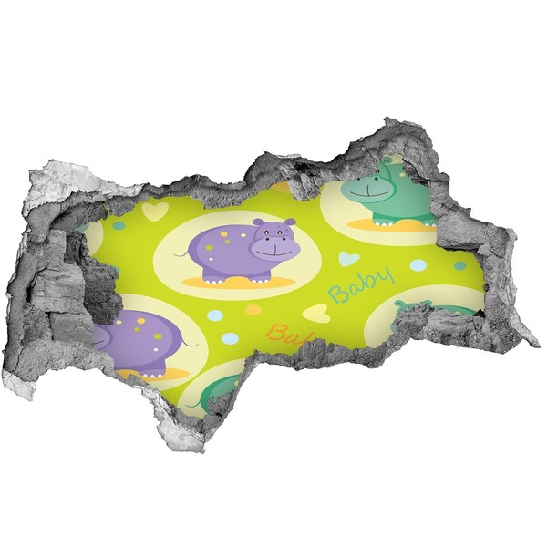 Hole wall sticker Hippos in a colorful setting