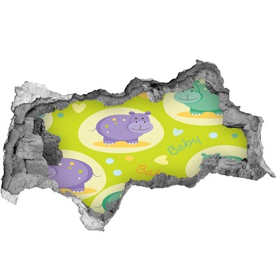 Hole wall sticker Hippos in a colorful setting