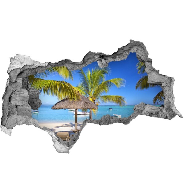 Hole in the wall decal Tropical beach with palm trees