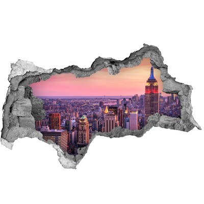 Hole in the wall sticker Sunset over the city