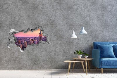 Hole in the wall sticker Sunset over the city