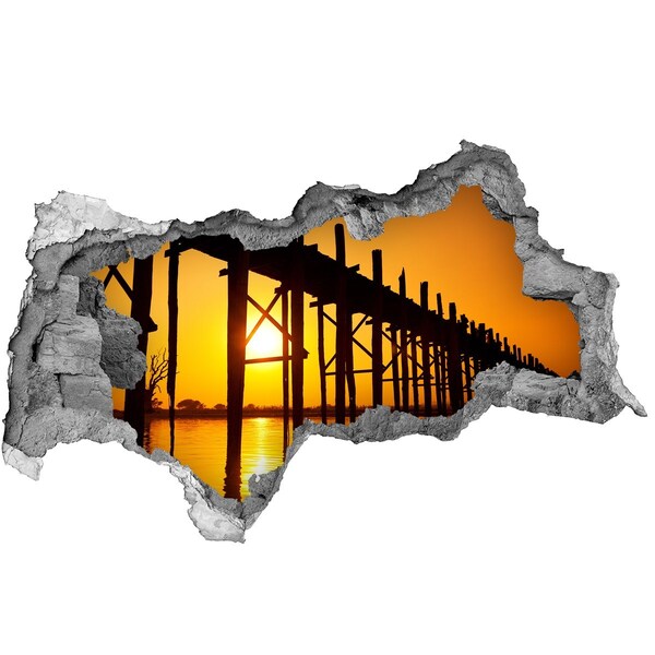 Hole wall sticker Sunset over the pier