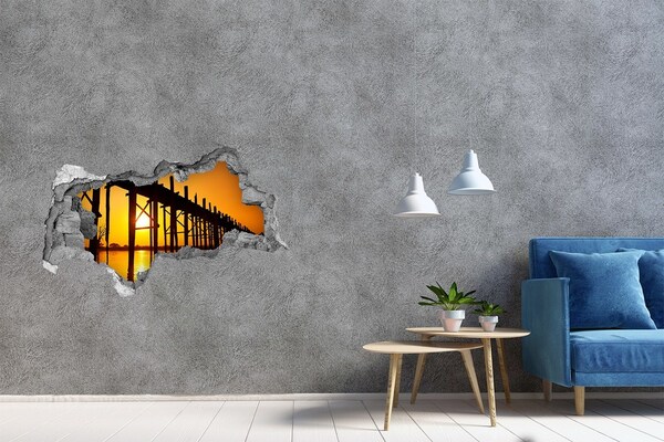 Hole wall sticker Sunset over the pier