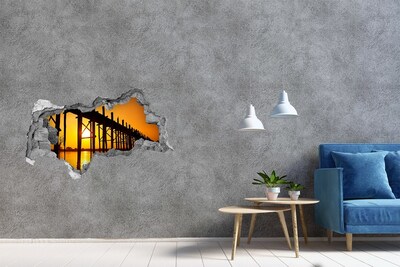 Hole wall sticker Sunset over the pier