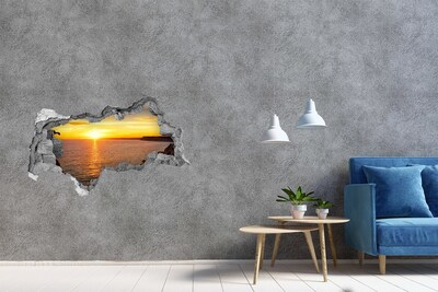 Hole wall sticker Sunset over the sea