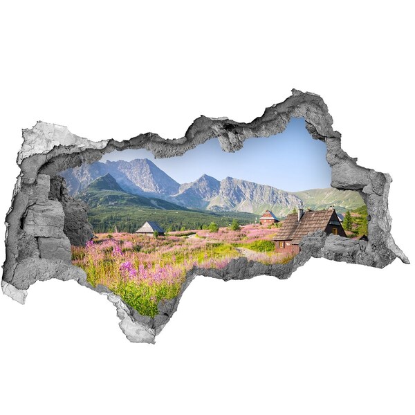 Hole wall sticker A mountain glade in flowers
