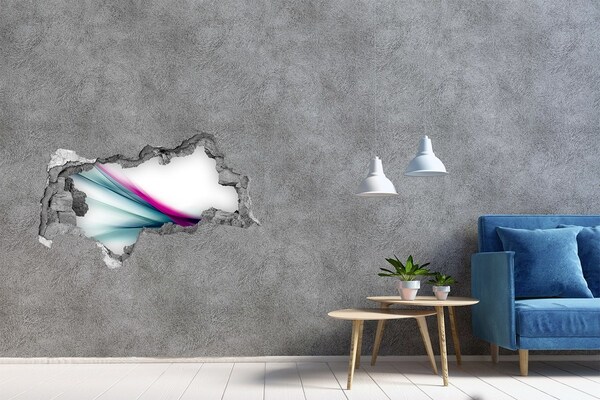 Hole wall sticker Colorful waves in the wall