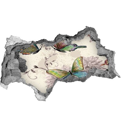 Hole wall sticker Butterflies in a ruined wall