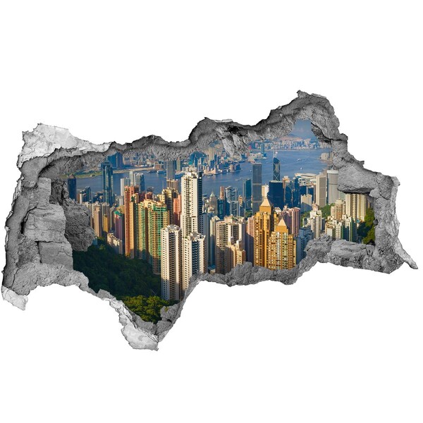 Hole wall sticker View of Hong Kong