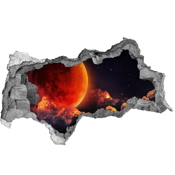 Hole in the wall sticker Moonlit night in the clouds