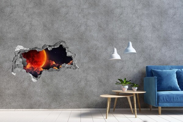 Hole in the wall sticker Moonlit night in the clouds