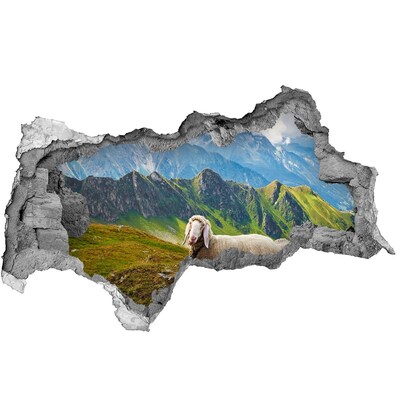 Hole in the wall decal Mountain meadow with sheep