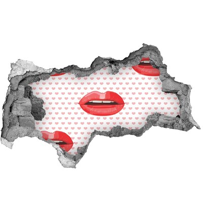 Hole in the wall decal Lips in hearts