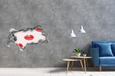 Hole in the wall decal Lips in hearts