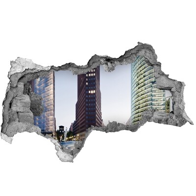 Hole in the wall sticker View of the modern city