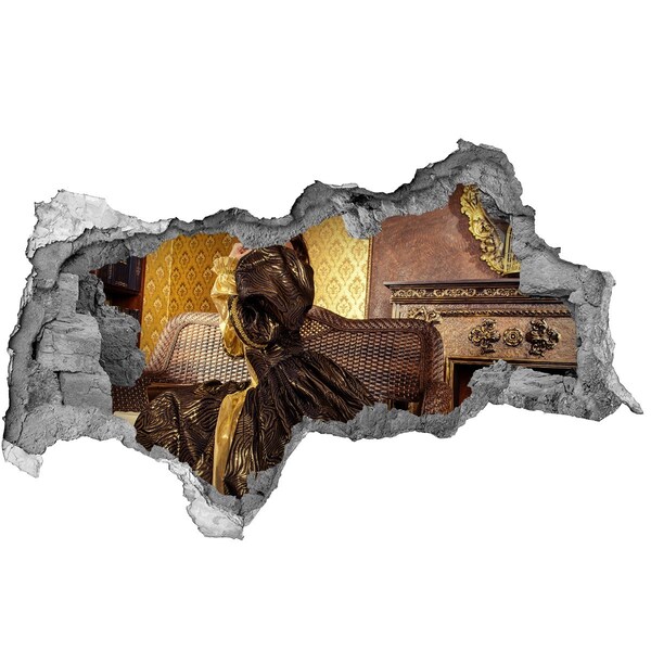 Hole in the wall sticker A woman in an elegant dress in a stylish interior