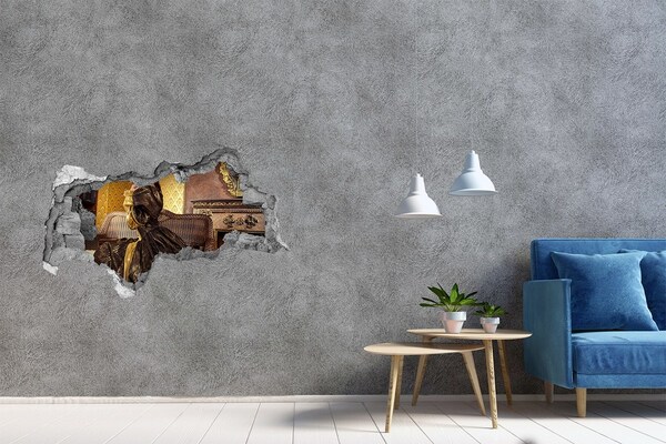 Hole in the wall sticker A woman in an elegant dress in a stylish interior