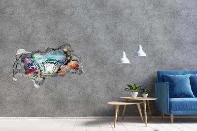 Hole in the wall decal A damaged wall with a lamp