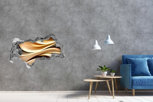 Hole in the wall sticker Golden waves in the wall