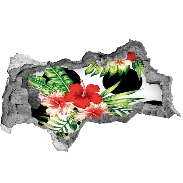Hole wall sticker Tropical paradise with flowers
