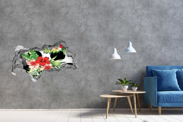Hole wall sticker Tropical paradise with flowers
