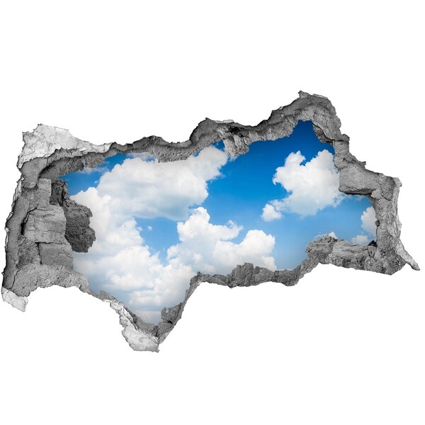 Hole in the wall decal Sky with clouds through a hole in the wall