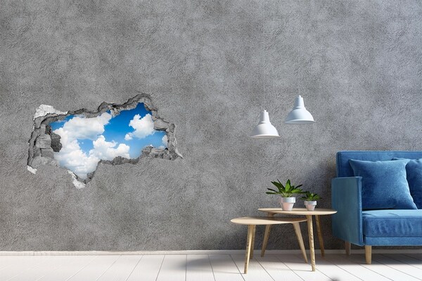 Hole in the wall decal Sky with clouds through a hole in the wall