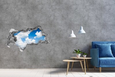 Hole in the wall decal Sky with clouds through a hole in the wall