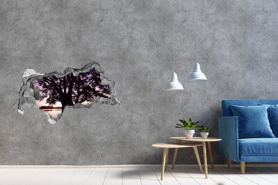 Hole in the wall decal Sunset behind the tree