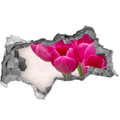 Hole wall sticker Flowers in pink color