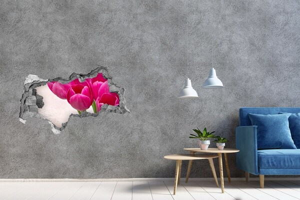 Hole wall sticker Flowers in pink color
