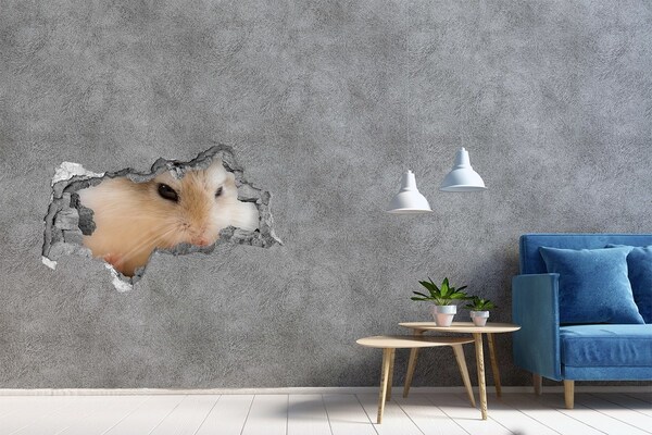 Hole wall sticker Hamster in a hole in the wall