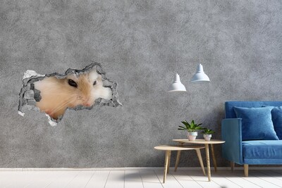 Hole wall sticker Hamster in a hole in the wall