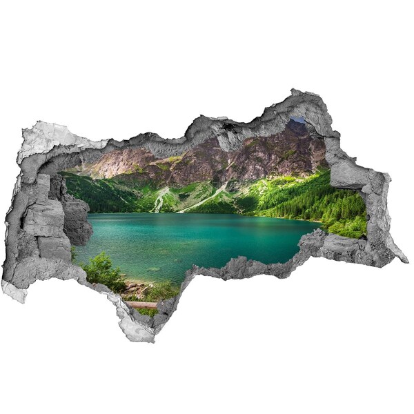 Hole in the wall sticker Mountain landscape by the lake