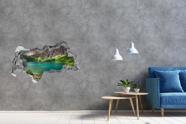 Hole in the wall sticker Mountain landscape by the lake