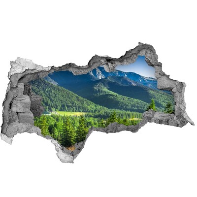 Hole in the wall sticker Mountain landscape through a hole in the wall