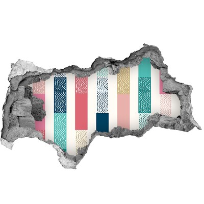 Hole in the wall sticker A modern mural with colorful stripes