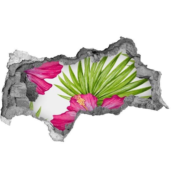 Hole wall sticker Tropical paradise with hibiscus