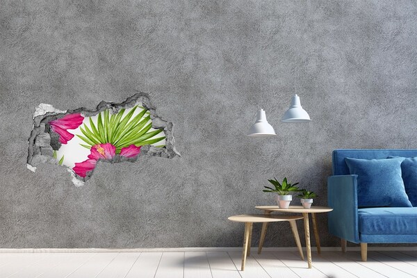Hole wall sticker Tropical paradise with hibiscus