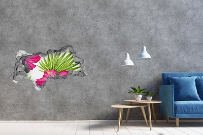 Hole wall sticker Tropical paradise with hibiscus