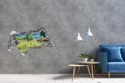Hole wall sticker Tropical landscape behind the hole in the wall