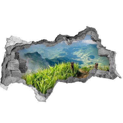Hole wall sticker A green valley in the mountains